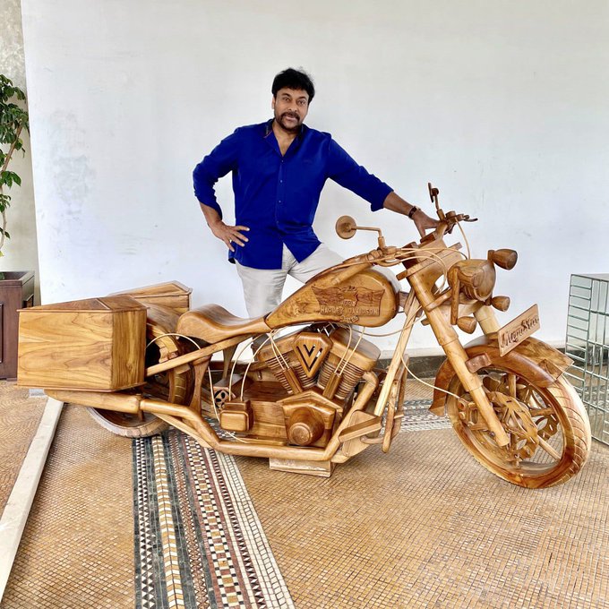 MohanbabuPresented WoodenbikeTo Chiranjeevi