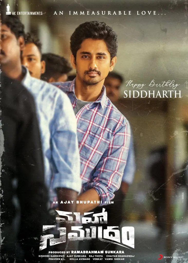 SiddarthFirstLook From MahaaSamudramMovie