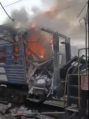 Russia's Savage Drone Strike Ignites Train Inferno