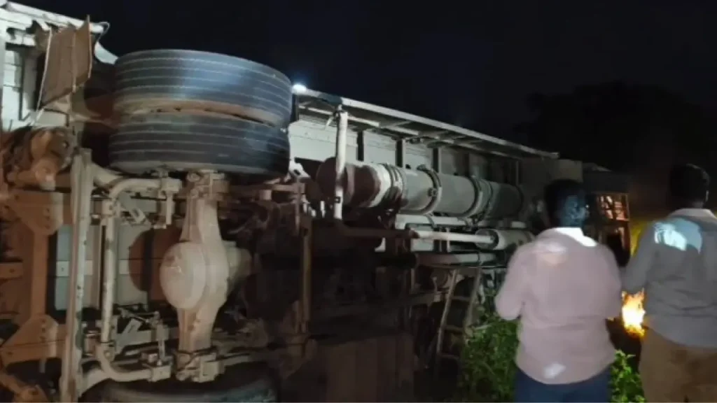 Private Travels Bus Overturns on Eluru-Hyderabad Route